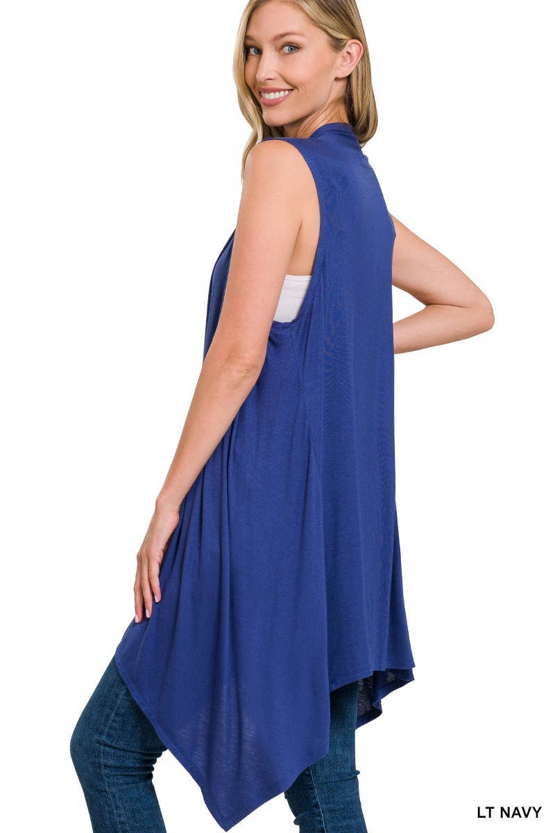 Vanilla Monkey - Vendita all'ingrosso Cardigan - Donna - Cardigan aperto davanti drappeggiato senza maniche2