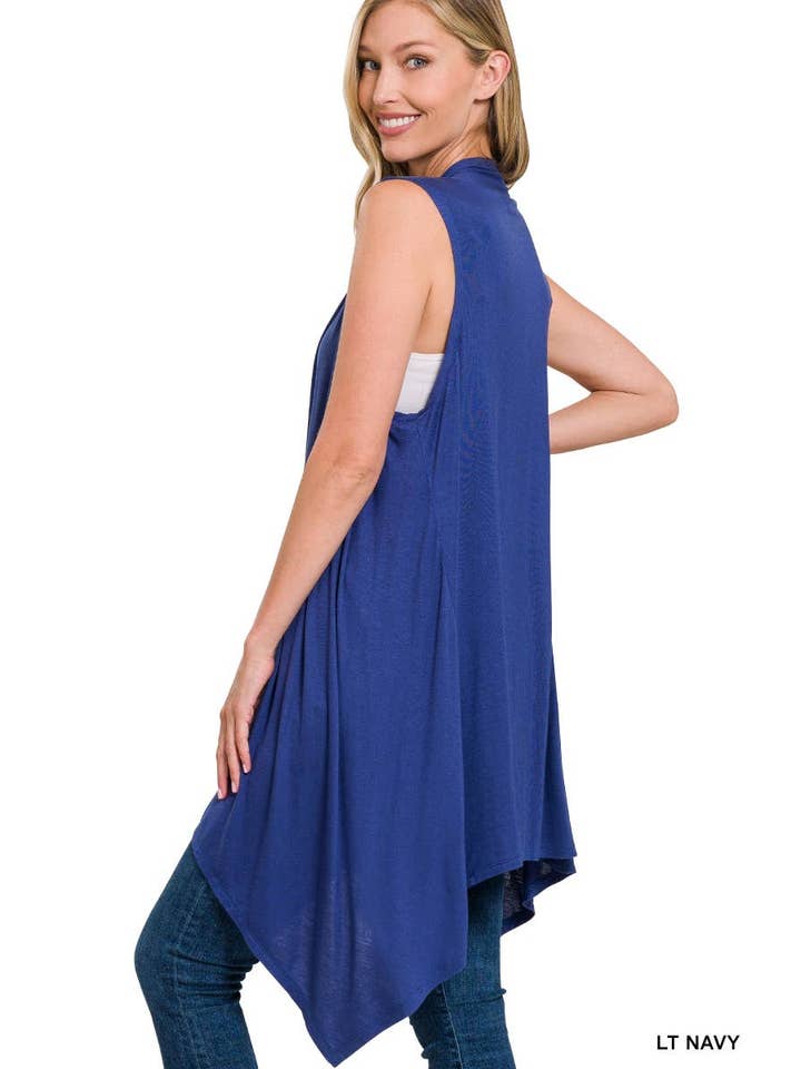 Vanilla Monkey - Vendita all'ingrosso Cardigan - Donna - Cardigan aperto davanti drappeggiato senza maniche2