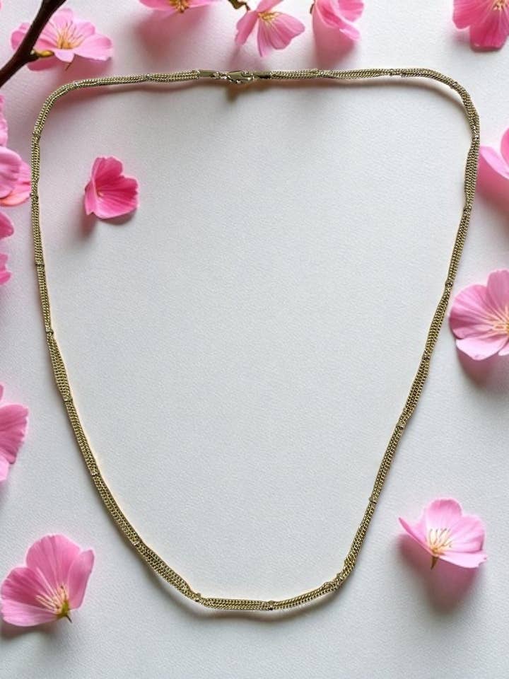 Collier Chaîne et Perles Plaqué Or 14k pour la vente par Divina Jewelry & Accessories LLC