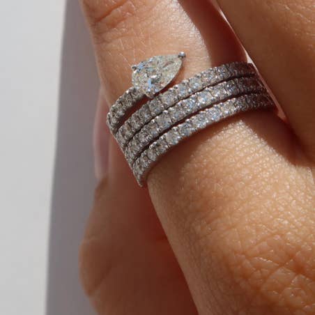 HoopLa – Engroshandel Ring med sten – Indfattet ring - Sterling CZ - Pæreformet