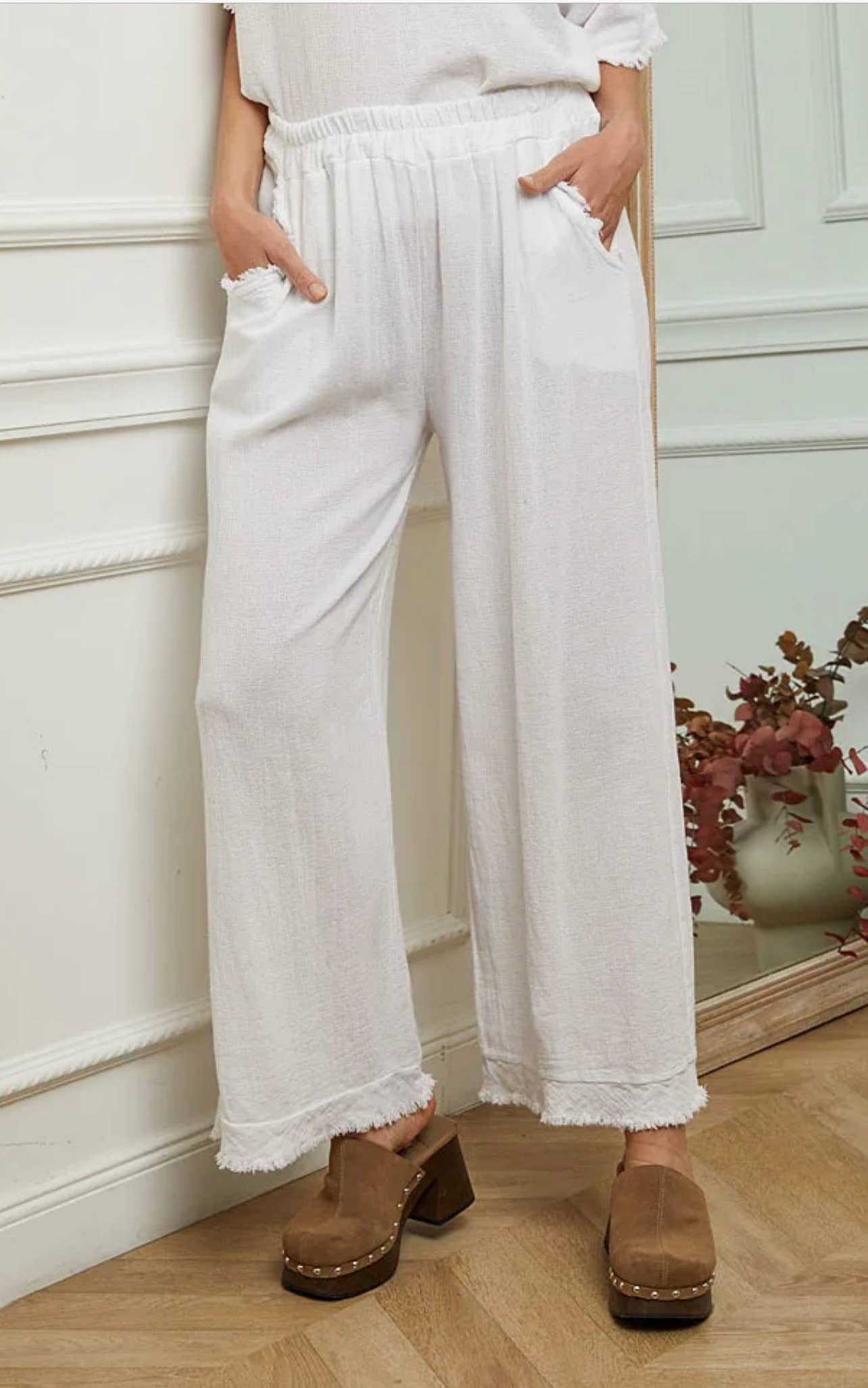 LÉA & LUC – Calças - Mulher por atacado – Calças em 50% Linho 50% Algodão REF. 93398