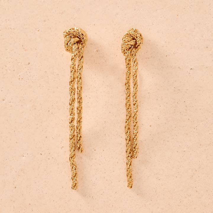 Agapée Jewelry - Vendita all'ingrosso Orecchini pendenti - Orecchini Grazia con pendente a catena a corda in oro, impermeabili