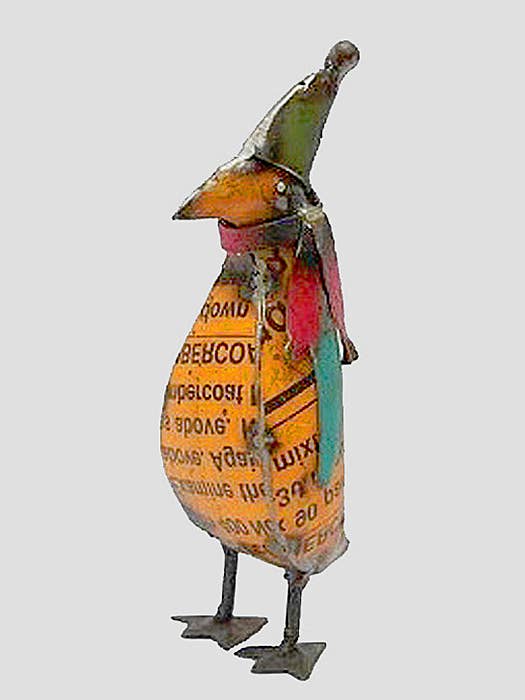 Penguin Small Yellow Recycled Metal Animals for wholesale by Everyday Artifact