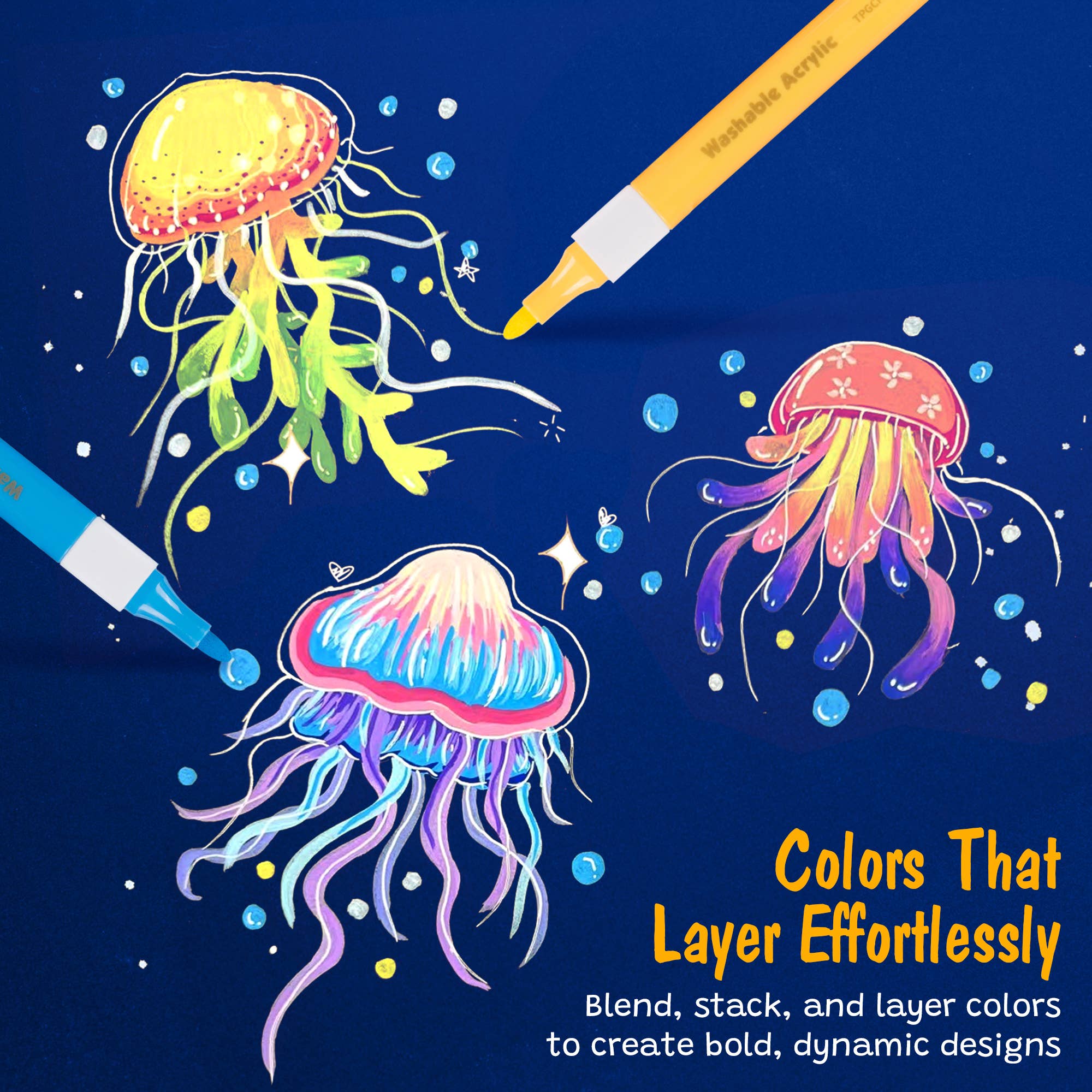 TPG Creations / The Pencil Grip – Marcadores - Crianças e bebés por atacado – Marcadores Acrílicos Laváveis Magic Stix 12 unid TPG-4965