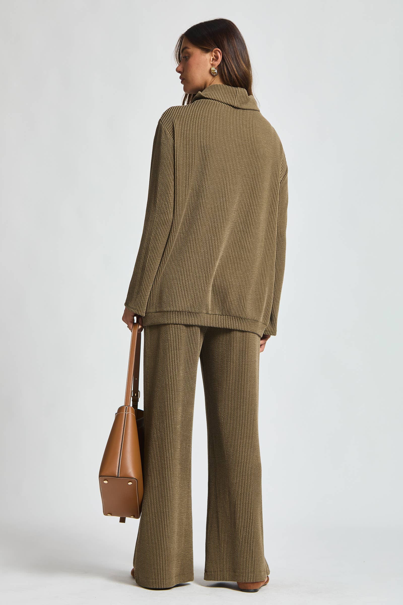 Dear Scarlett – Conjuntos Casual - Mulher por atacado – Conjunto de 2 Peças com Gola Alta Canelada TRVSET-LAVISH19