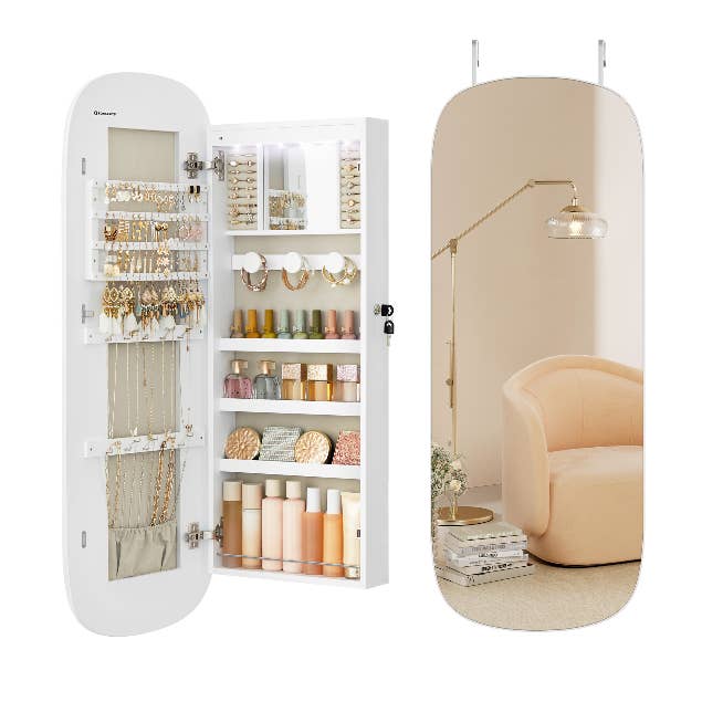 Wall Mounted Jewelry Organizer with Mirror for wholesale by Greenwestons