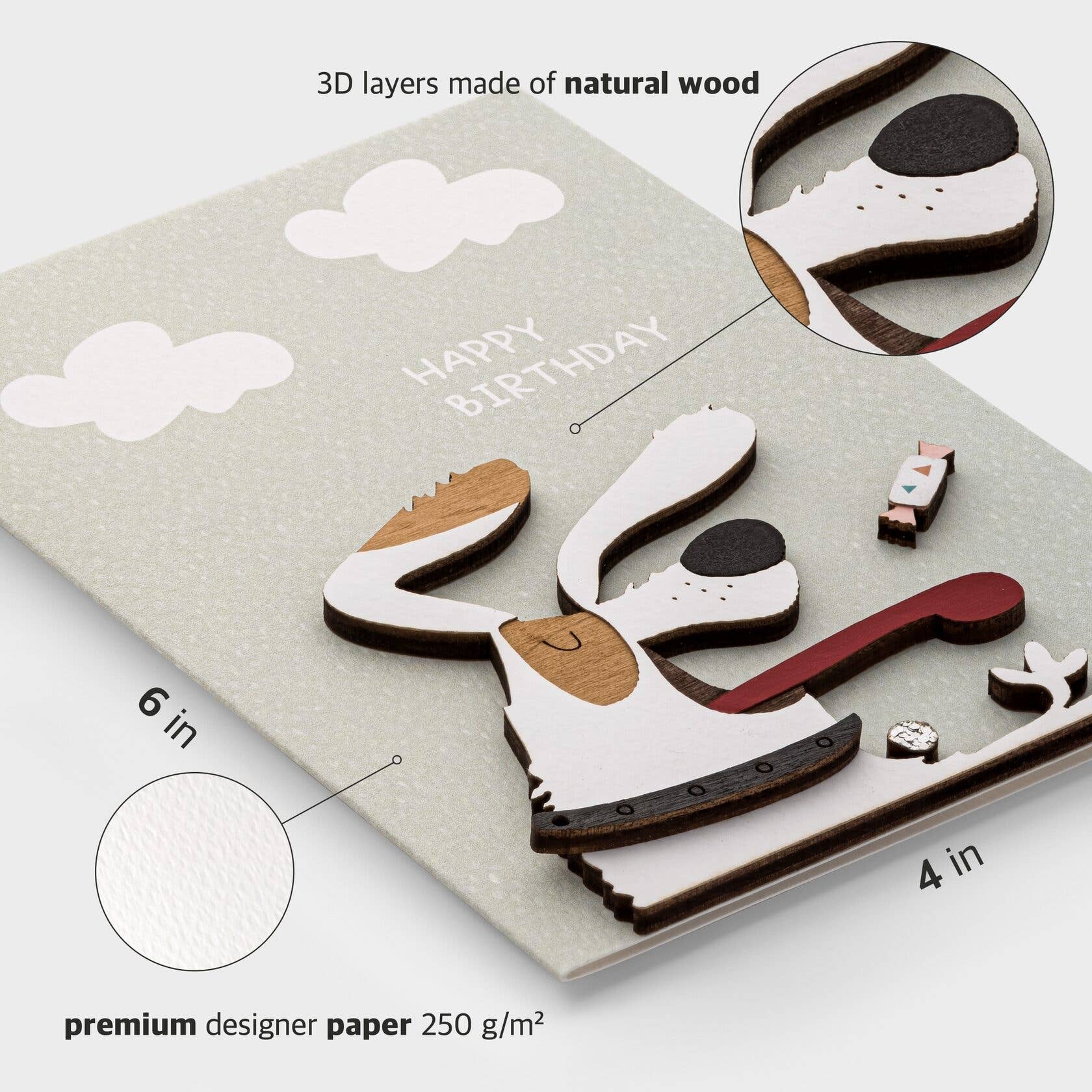 PESKOVOI - Wholesale Birthday Card - 3D Wooden Birthday Card – Handmade Dog Greeting by PESKOVOI2