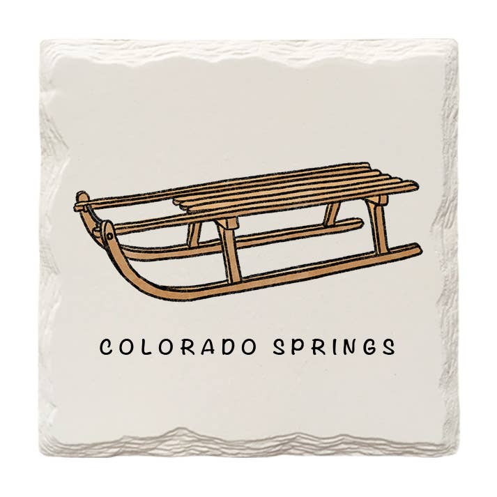 Customizable Snow Sled | Hand-Drawn | Drink Coaster for wholesale by The Doodle Brand