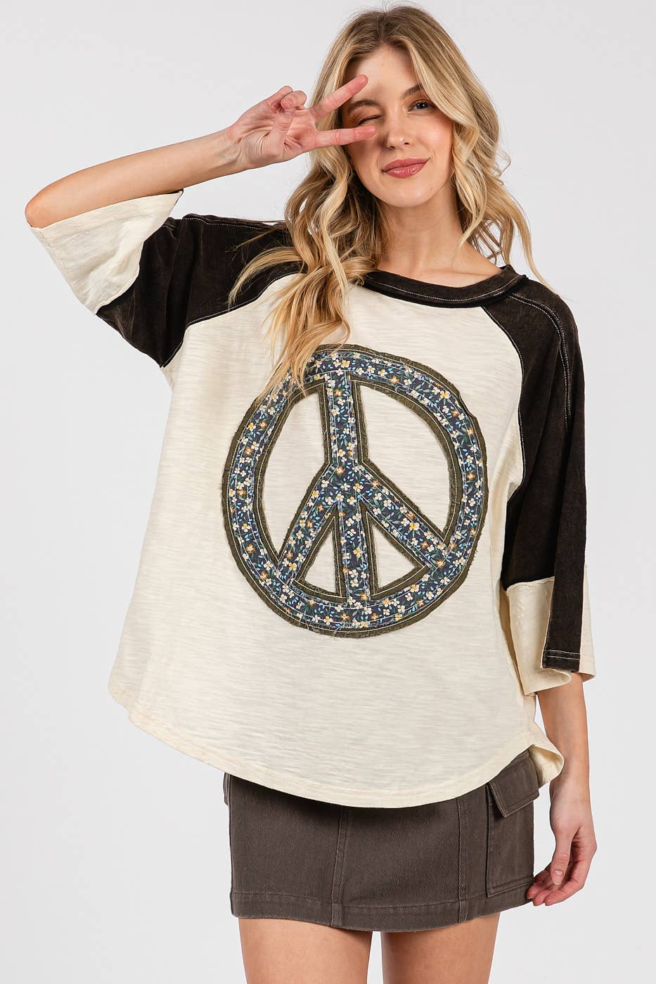 mittoshop – wholesale Tunic – Women’s – PEACE SIGN PATCH MINERAL WASH TOP9