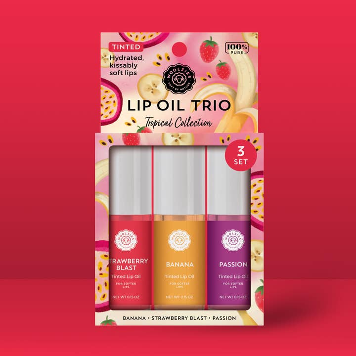 Tinted Lip Oil Trio β Tropical Collection for wholesale by Woolzies