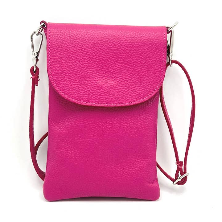 Genuine leather phone bag, Made in Italy, art. 112556 for wholesale by Suie Valentini srl