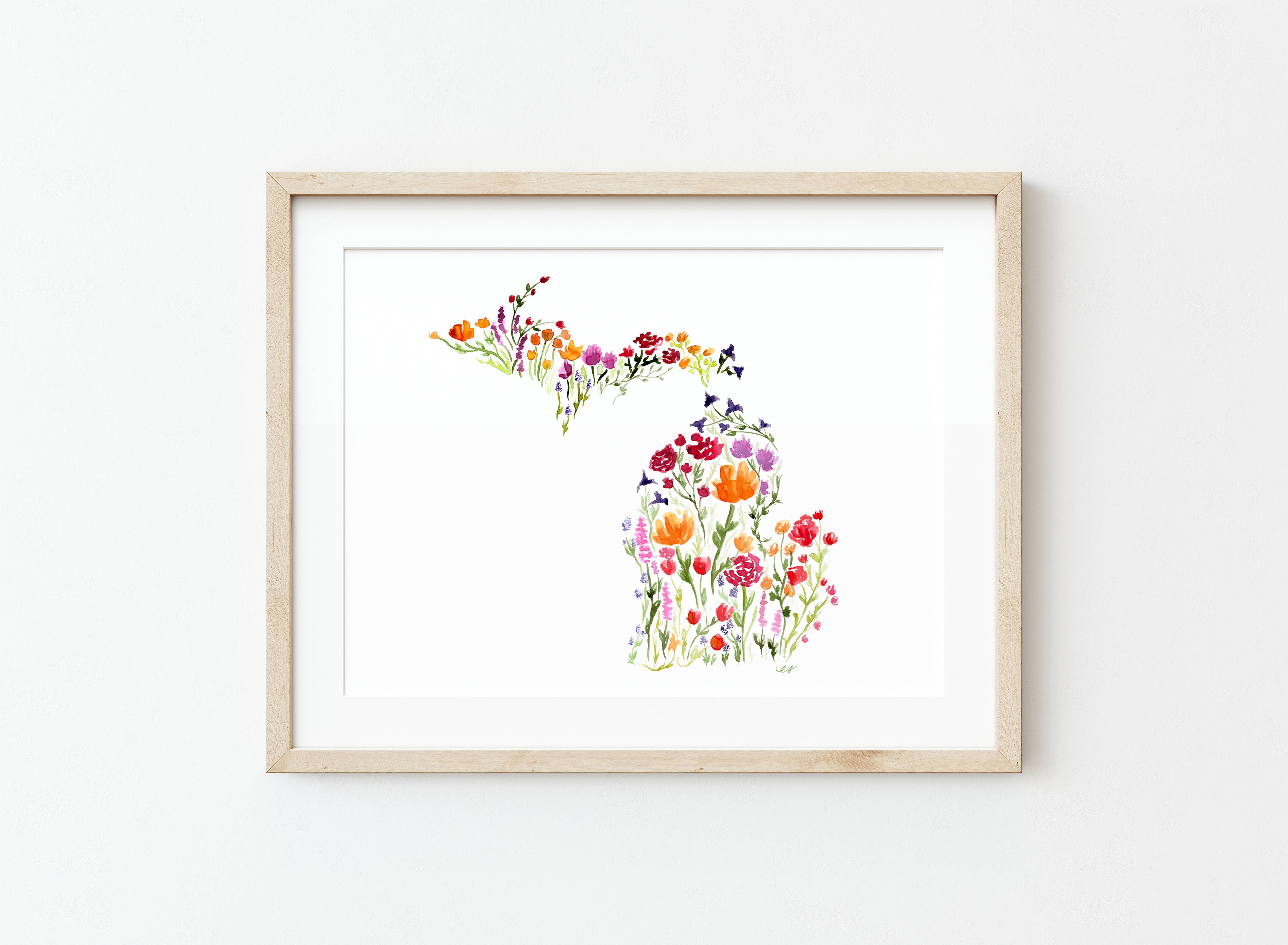 NorthHouse Creative Co. - Wholesale Art Print - Floral Michigan Watercolor Art Print1