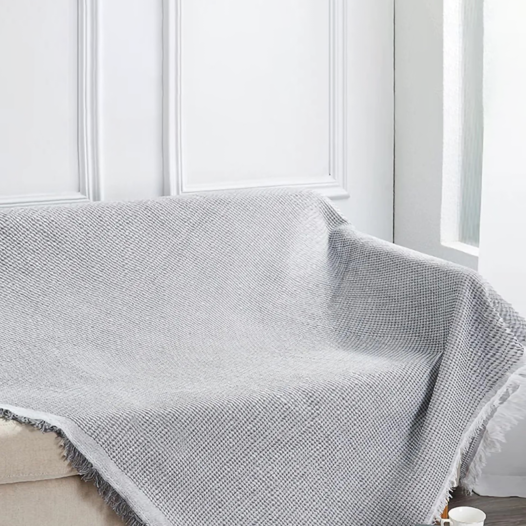 Q VITA - Wholesale Chair/Sofa Slipcover - Cotton Woven Sofa Slipcover - Grey4