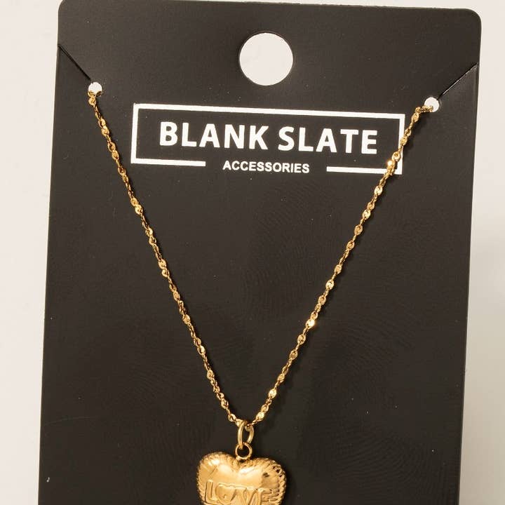 Stainless Steel Love Heart Pendant Necklace for wholesale by Fame Accessories