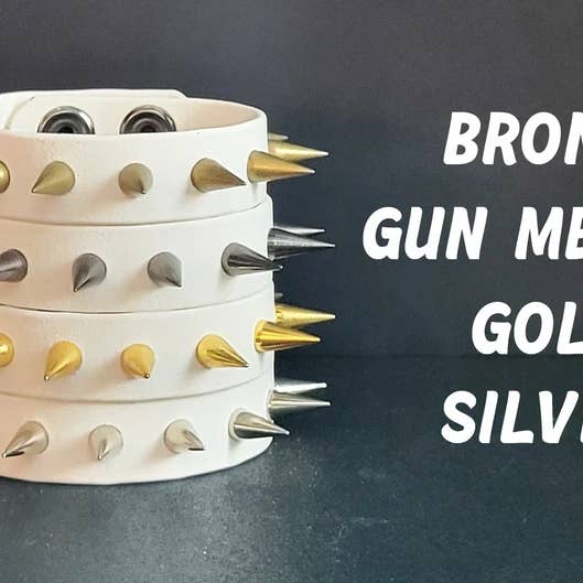 Flip The Record - Wholesale Woven/Braided Bracelet - Vegan Leather 3/4' Wide Single Row Spike Bracelet