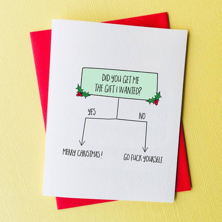 The Gift I Wanted Funny Christmas Card for wholesale by Top Hat and Monocle