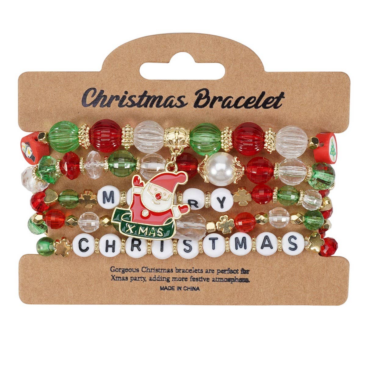 NINEXIS - Wholesale Beaded Bracelet - CWMM10448_CHRISTMAS CHARM BEADED BRACELET SNOWMAN TREE GIFT12