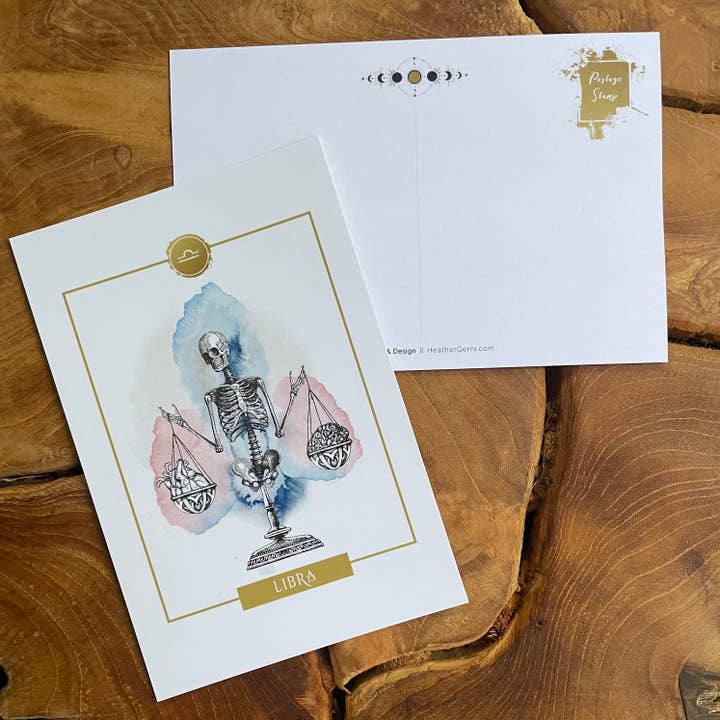 ZODIAC POSTCARD - LIBRA for wholesale by Heather Gerni Art & Design