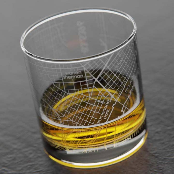 Well Told - Wholesale Cocktail/Liquor Glass - Toledo, OH City Map - Etched Whiskey Rocks Glass3