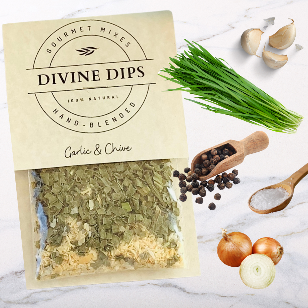 Divine Dips - Wholesale Dip - Garlic & Chive Seasoning Dip Mix & Cheese ball Spices1