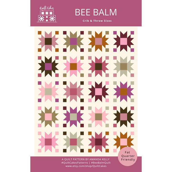 QuiltCakes - Wholesale Craft Sewing Kit - Bee Balm Quilt Pattern Printed