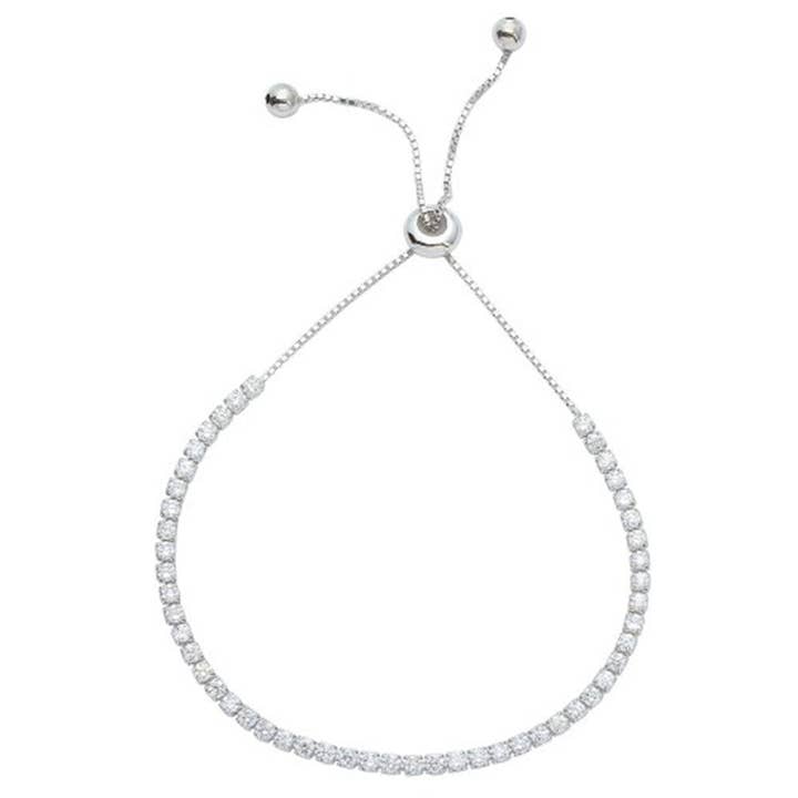 Bracelet tennis ajustable Bolo avec liens à tirer argent pour la vente par Adornia