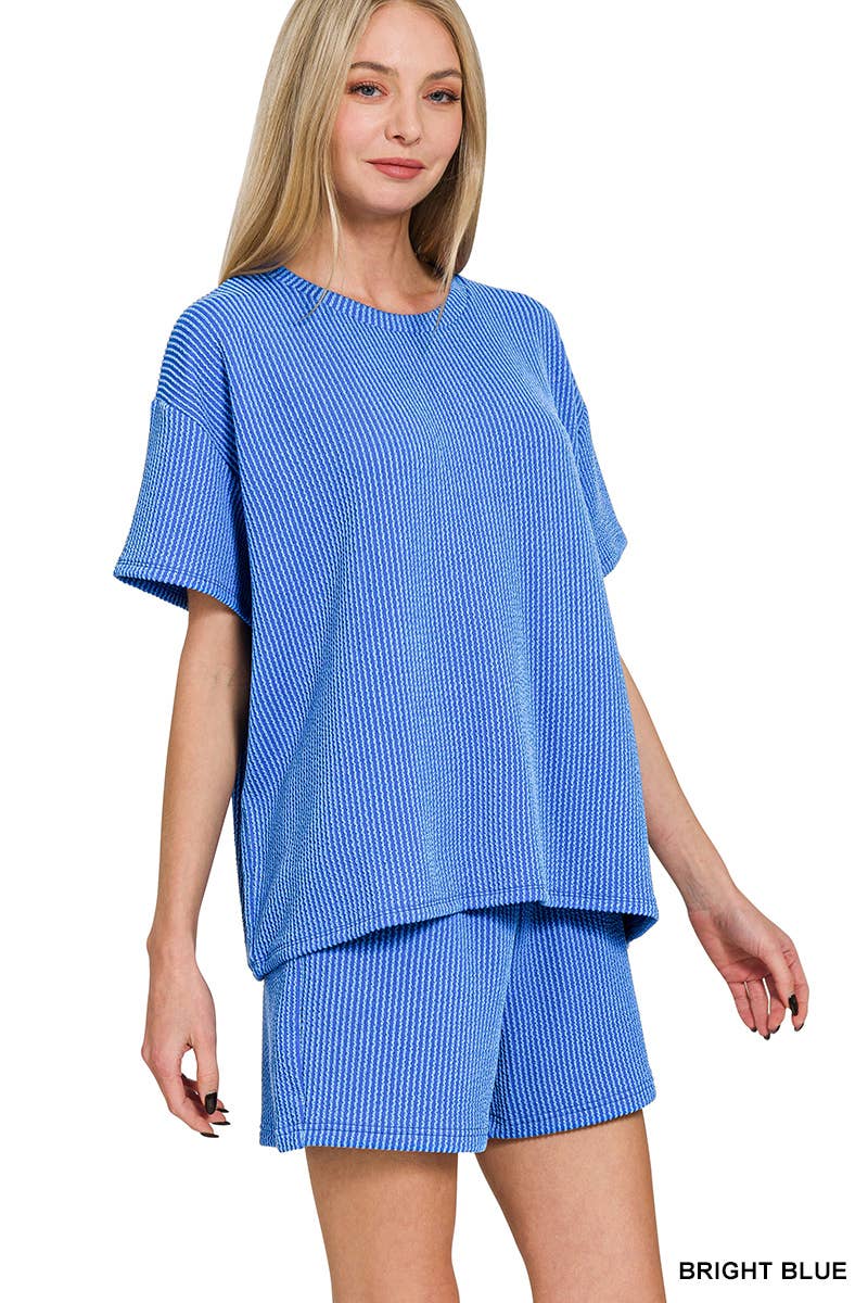 42POPS – Engroshandel Loungesæt - Dame – .Corded Rib T-shirt & Shorts 2-delt Sæt19