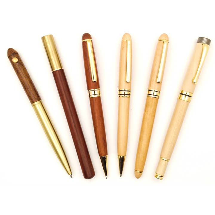 Set of 6 Premium Wood Pens for wholesale by Penclub