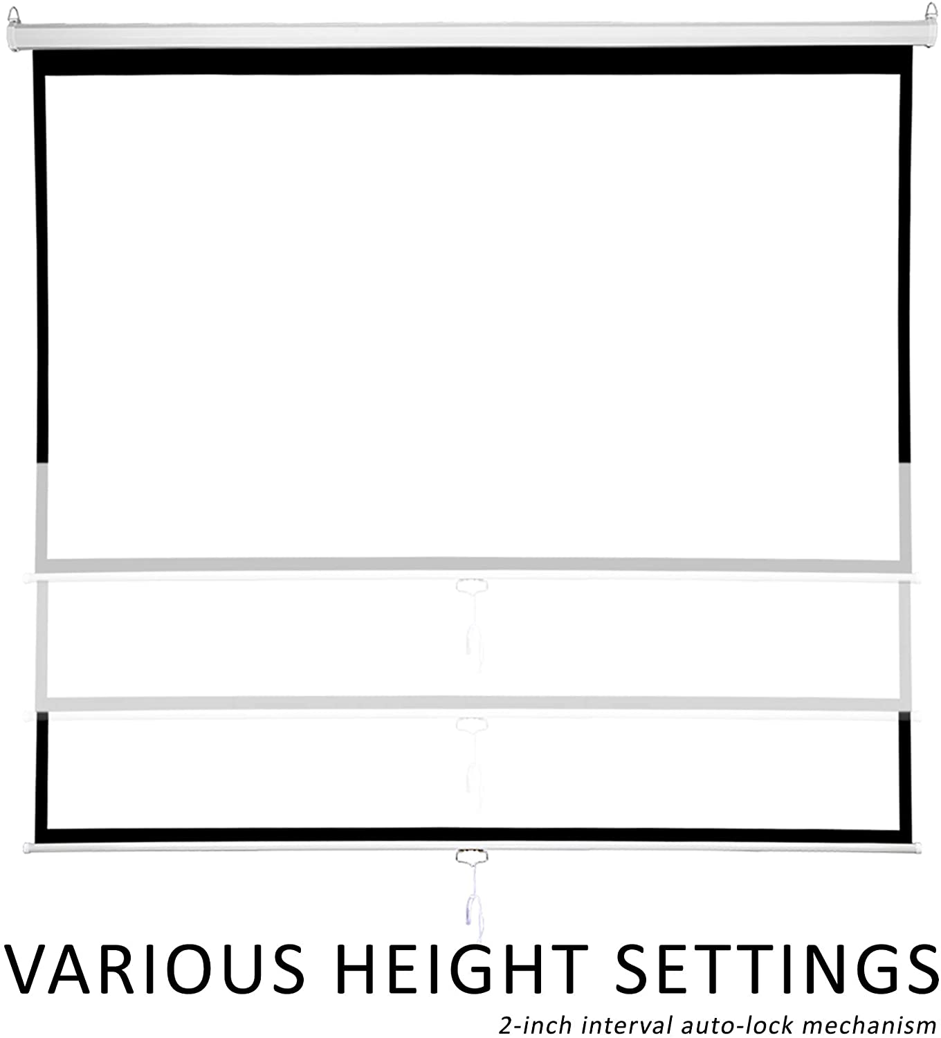 KHOMO GEAR - Wholesale Small/Handheld Appliance - 100 Inch Pull Down Projector Screen - White3