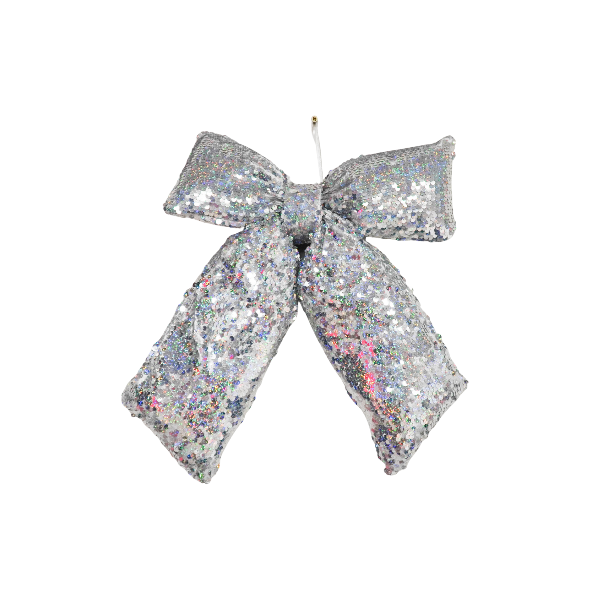 Housevitamin bv - Wholesale Christmas Decoration - Christmas Decoration - Bow - Sequins Fabric - Silver - 32x40cm0