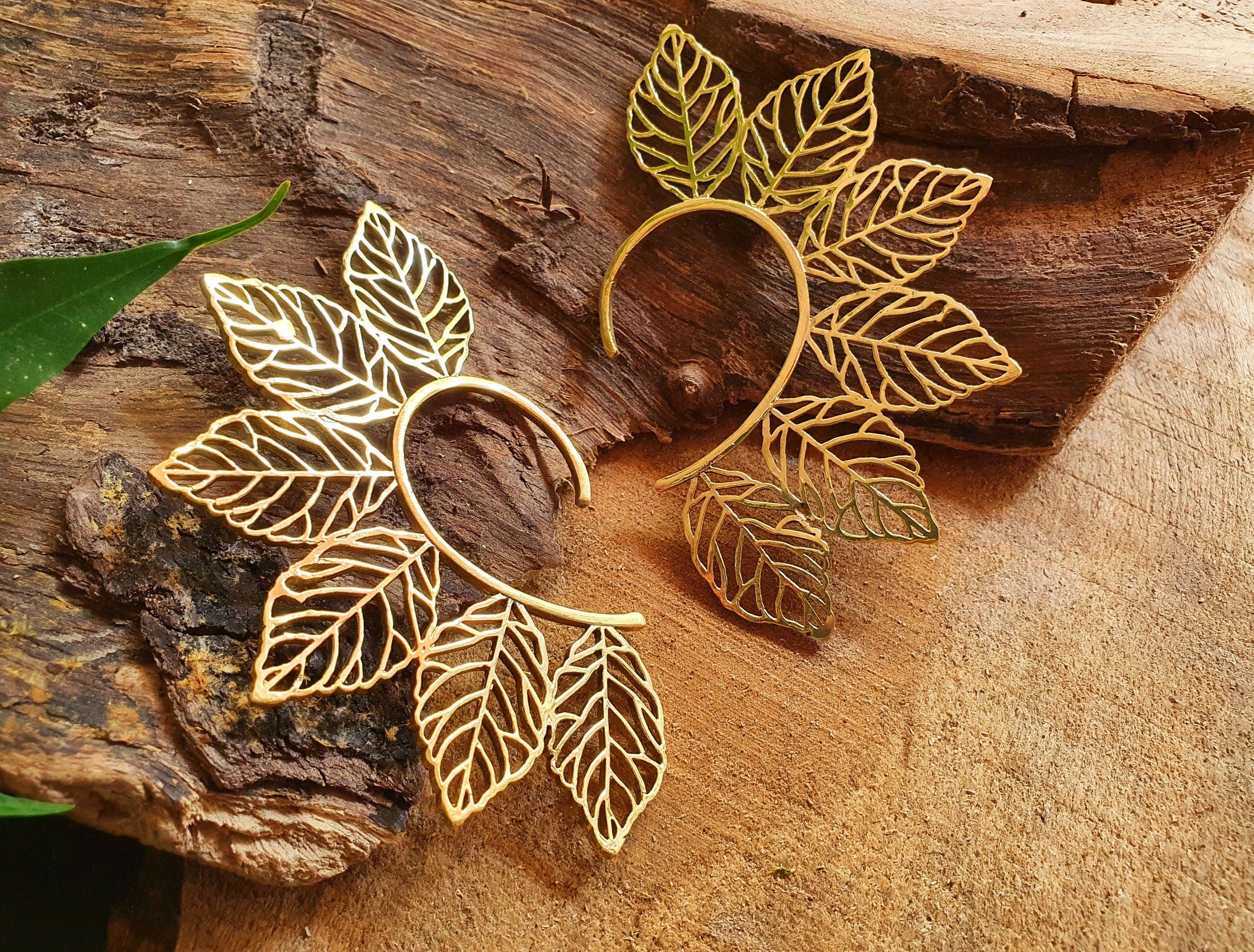 Kaali Boutique – wholesale Cuff/wrap earrings – Ear Cuff Brass Leaf design / Tribal / Boho / Costume / Fancy Dress / Cosplay / Festival Jewellery / Indian /8