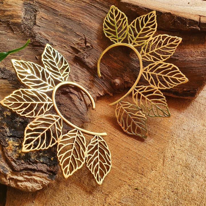Kaali Boutique – wholesale Cuff/wrap earrings – Ear Cuff Brass Leaf design / Tribal / Boho / Costume / Fancy Dress / Cosplay / Festival Jewellery / Indian /8