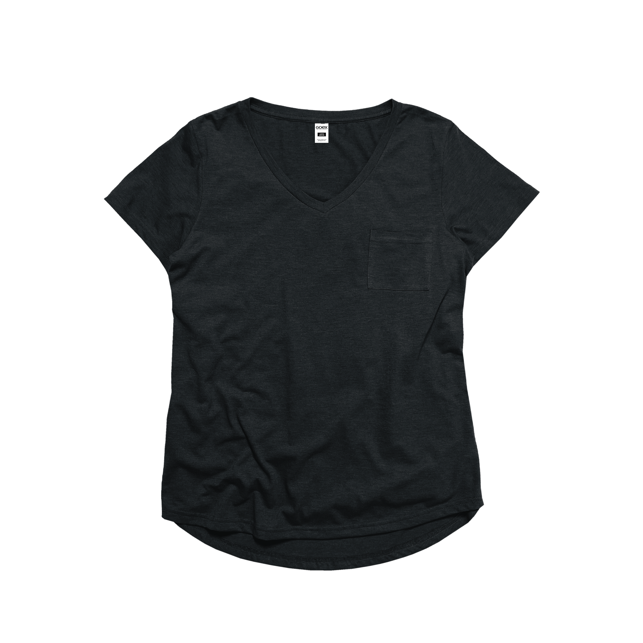 GOEX Apparel - Wholesale T-Shirt - Women's - Ladies Drop Hem V-Neck Pocket Tee0