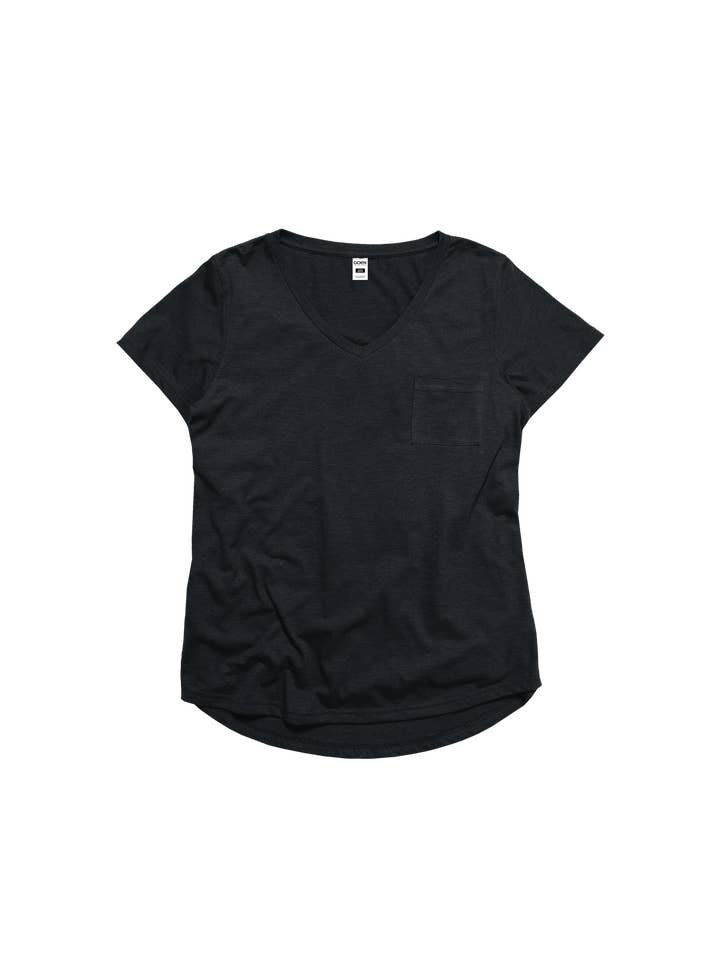GOEX Apparel - Wholesale T-Shirt - Women's - Ladies Drop Hem V-Neck Pocket Tee