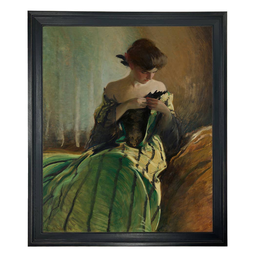 Madison Bay Co. - Historical Home Decor Reproductions - Vendita all'ingrosso Stampa artistica - Stampa su Tela Vintage di Donna in Abito Nero e Verde92