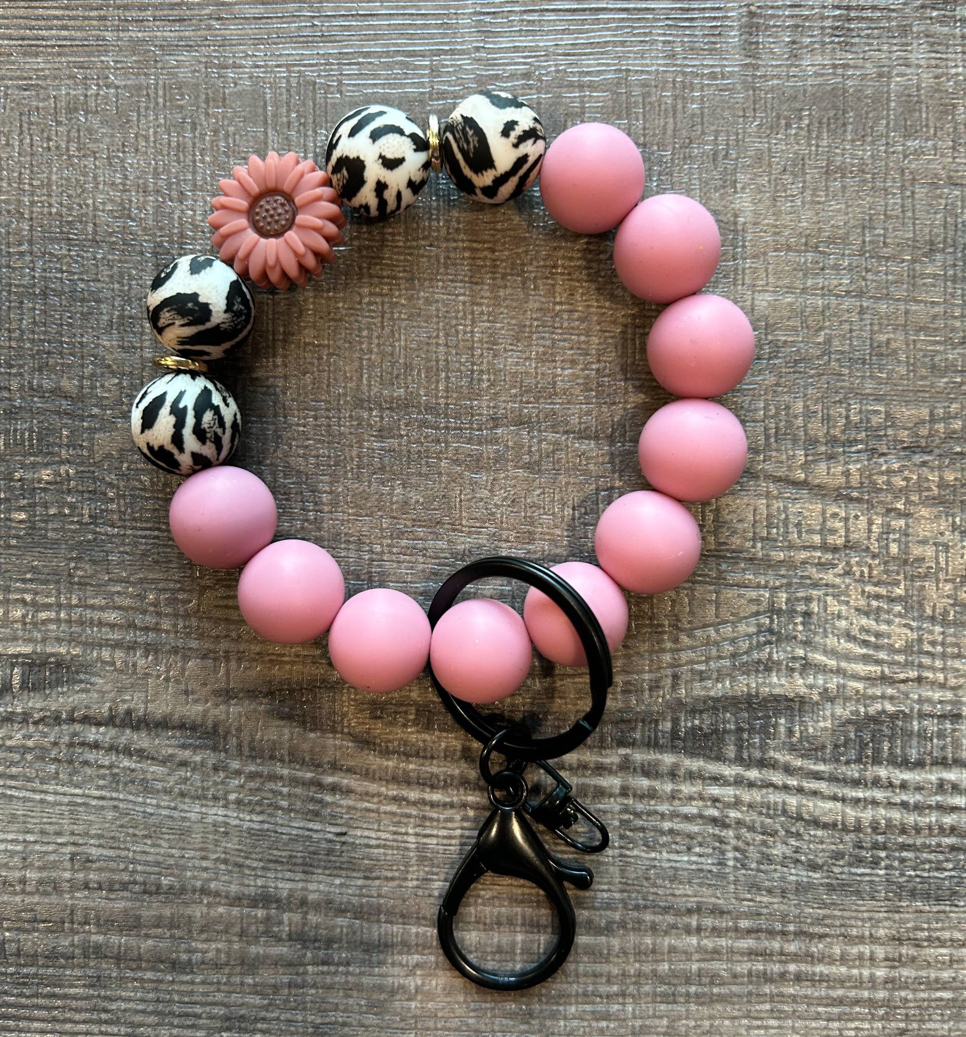 JILLIAN INK LLC - Wholesale Keychain Bracelet - Floral Flower Silicone Bead Wristlet Keychain3