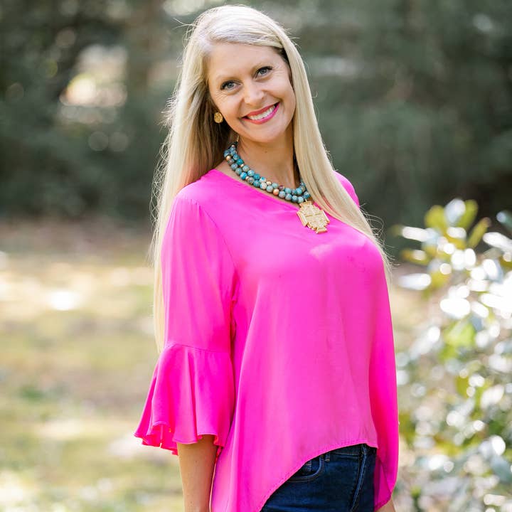 Hidden Truth Jewelry - Wholesale Pendant/Charm Necklace - Double Strand Turquoise Sea Sediment Jasper with Jerusalem C7