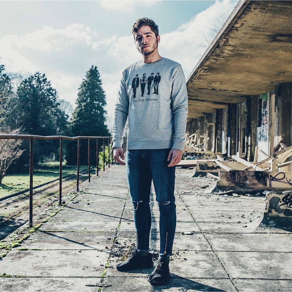 Gang de Paris - Vendita all'ingrosso Felpa stampata - Unisex - Felpa Les Titis Parisiens Grigio2