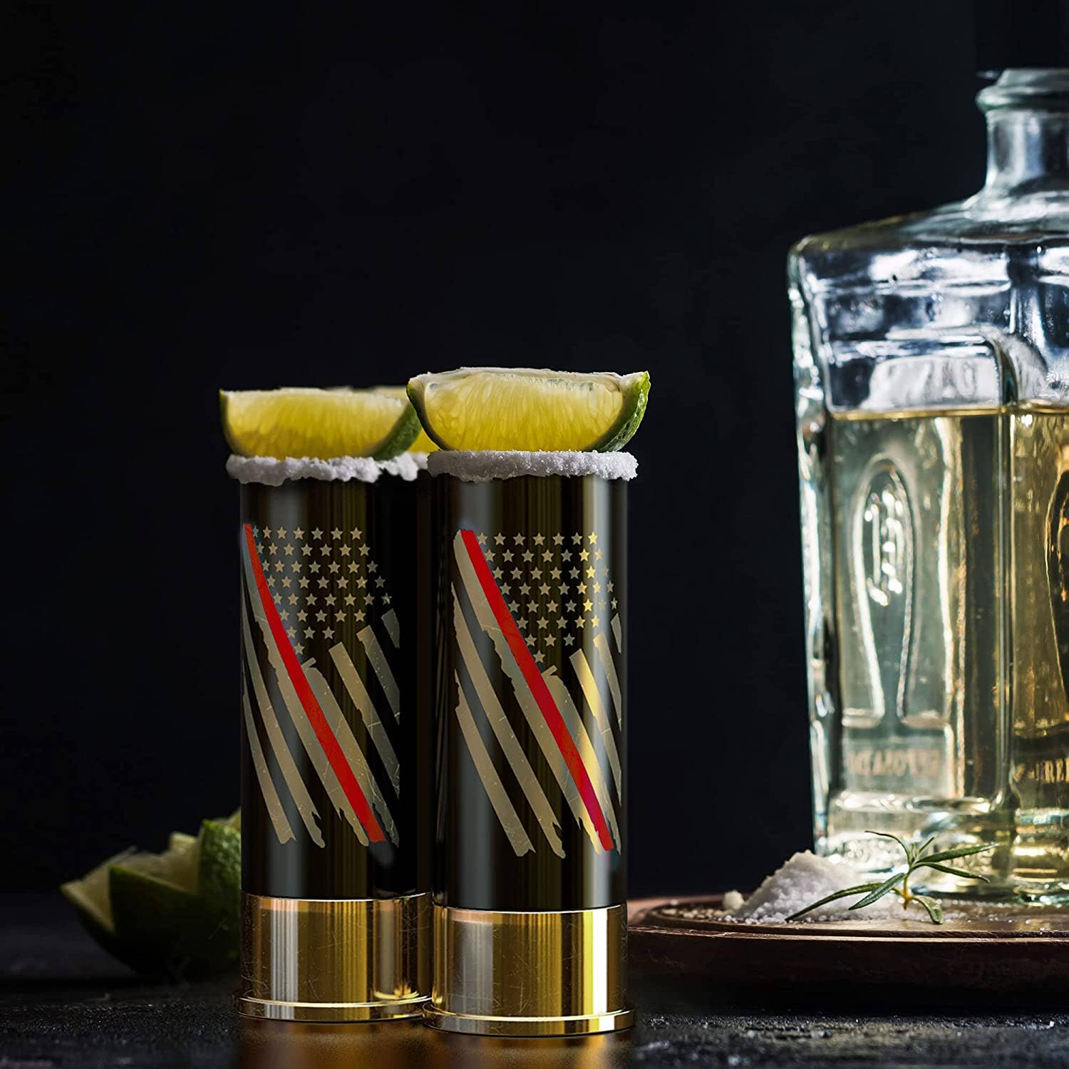 Old Southern Brass - Wholesale Shot Glass - 12 Gauge Shot Glasses Set of 4 - Thin Red Line Fire Fighter3