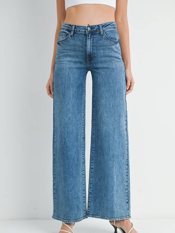 JUST BLACK DENIM - Wholesale Jeans - Women's - BP435J - DK - Stretchy Wide Leg