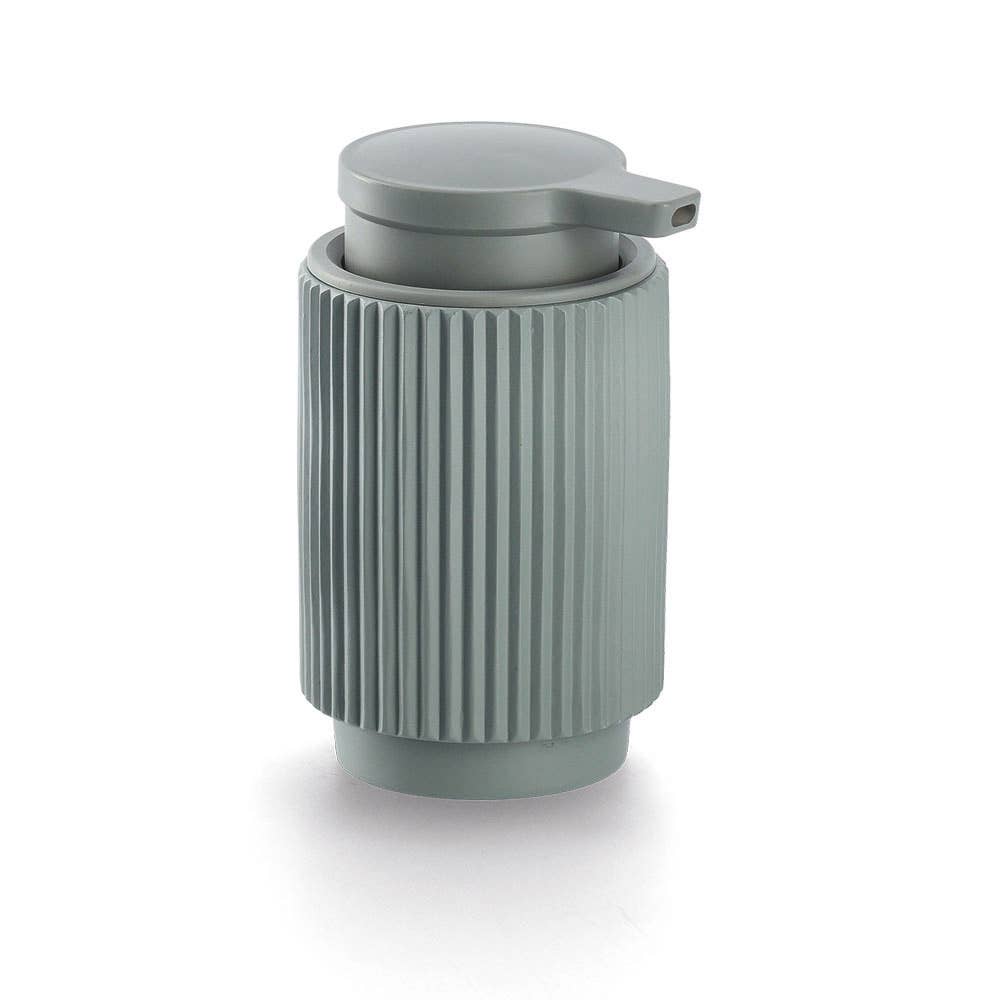greenery Soap dispenser "Stripes", polyresin, sage for wholesale on Faire0