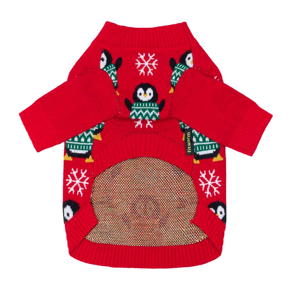 Red Penguin Snowflake Dog Sweater for wholesale on Faire1