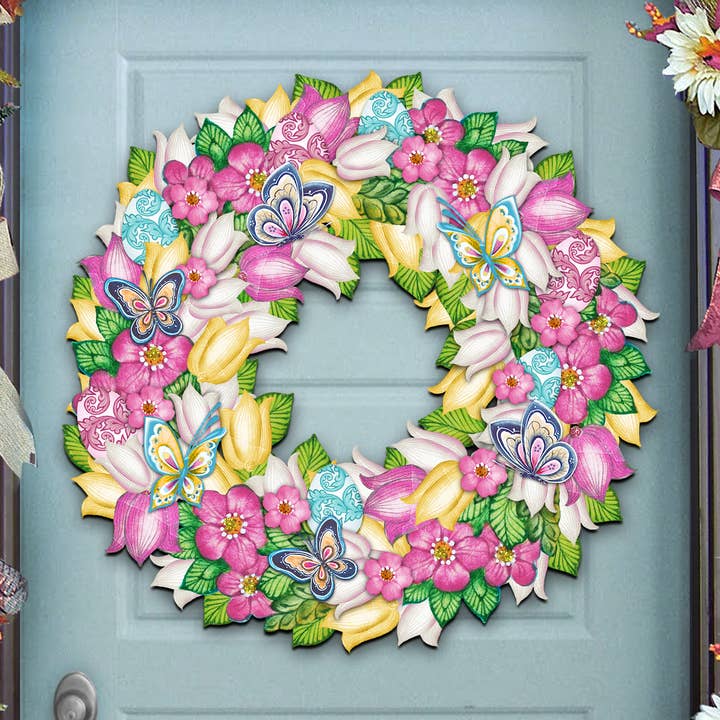 Designocracy – wholesale Dörrhängare – Vårblommor Påskkrans | Trä | UV-belagd0