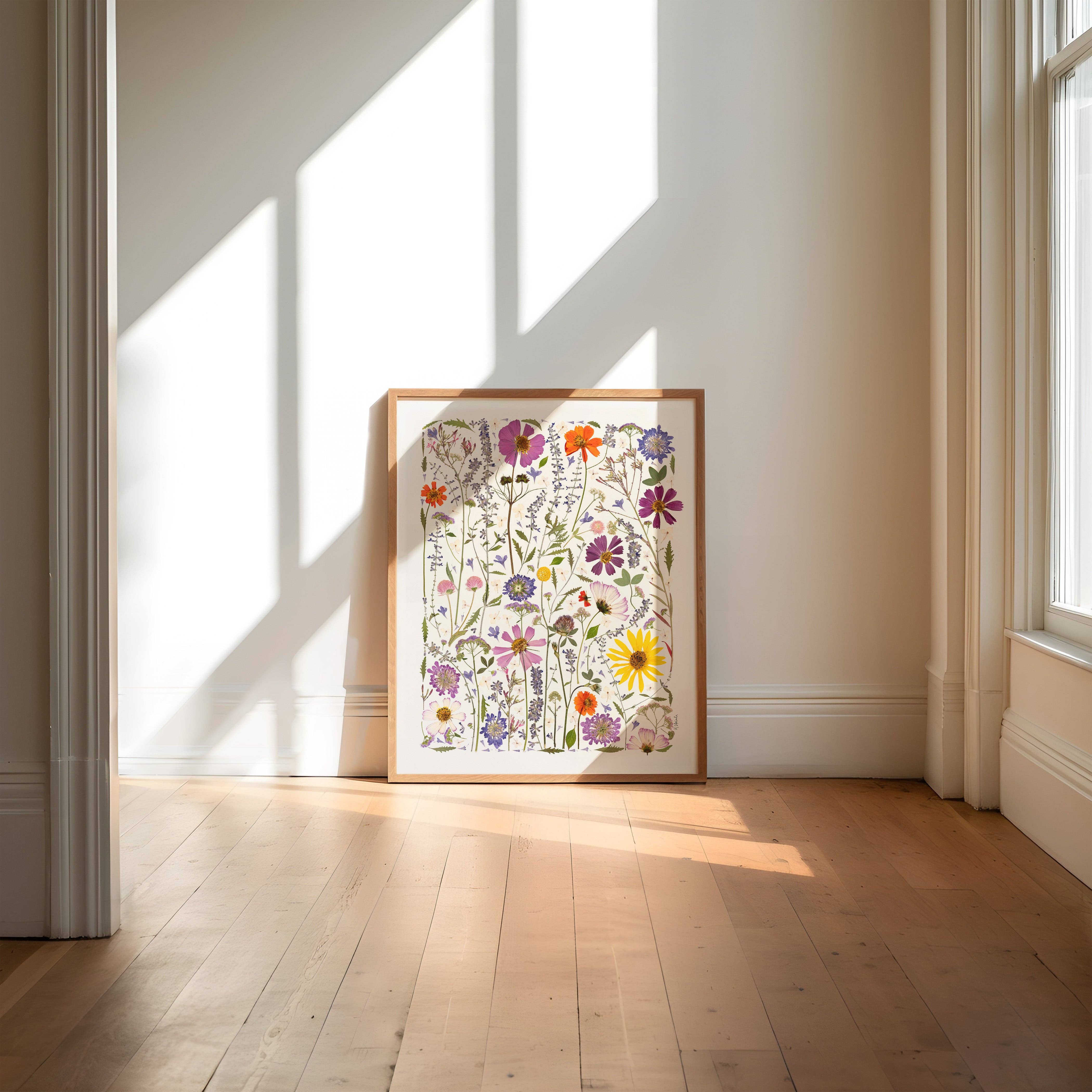Hope Steinle Pressed Flower Art - Wholesale Art Print - Pressed Flower Collage Fine Art Print - "Serenity Blooms"4