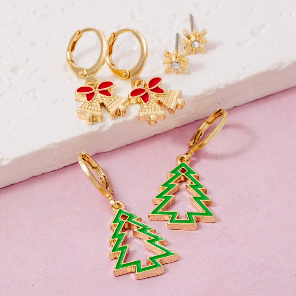 GD Secret Box Gold Dipped Christmas Theme Stud And Hoops for wholesale on Faire0