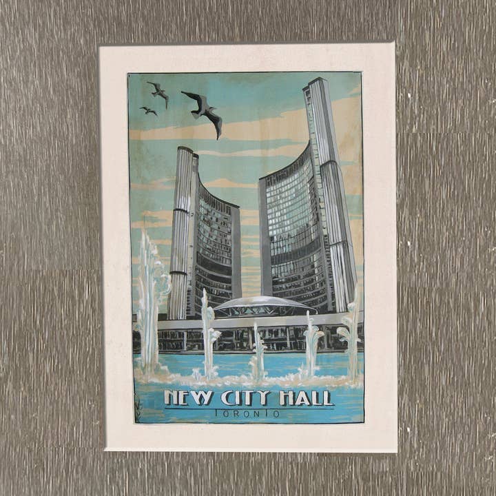 Imán para nevera del Ayuntamiento de Toronto | Rob Croxford para venta al por mayor de Totally Toronto Art/Sassy City Studio