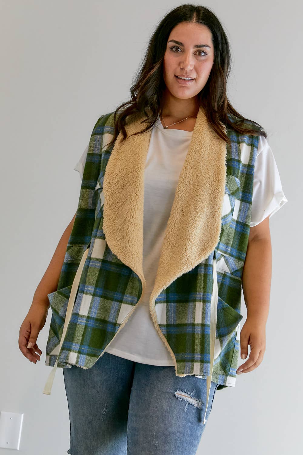 Davi & Dani - Vente Veste – femme - VESTE À MANCHES LONGUES À CARREAUX PLUS6