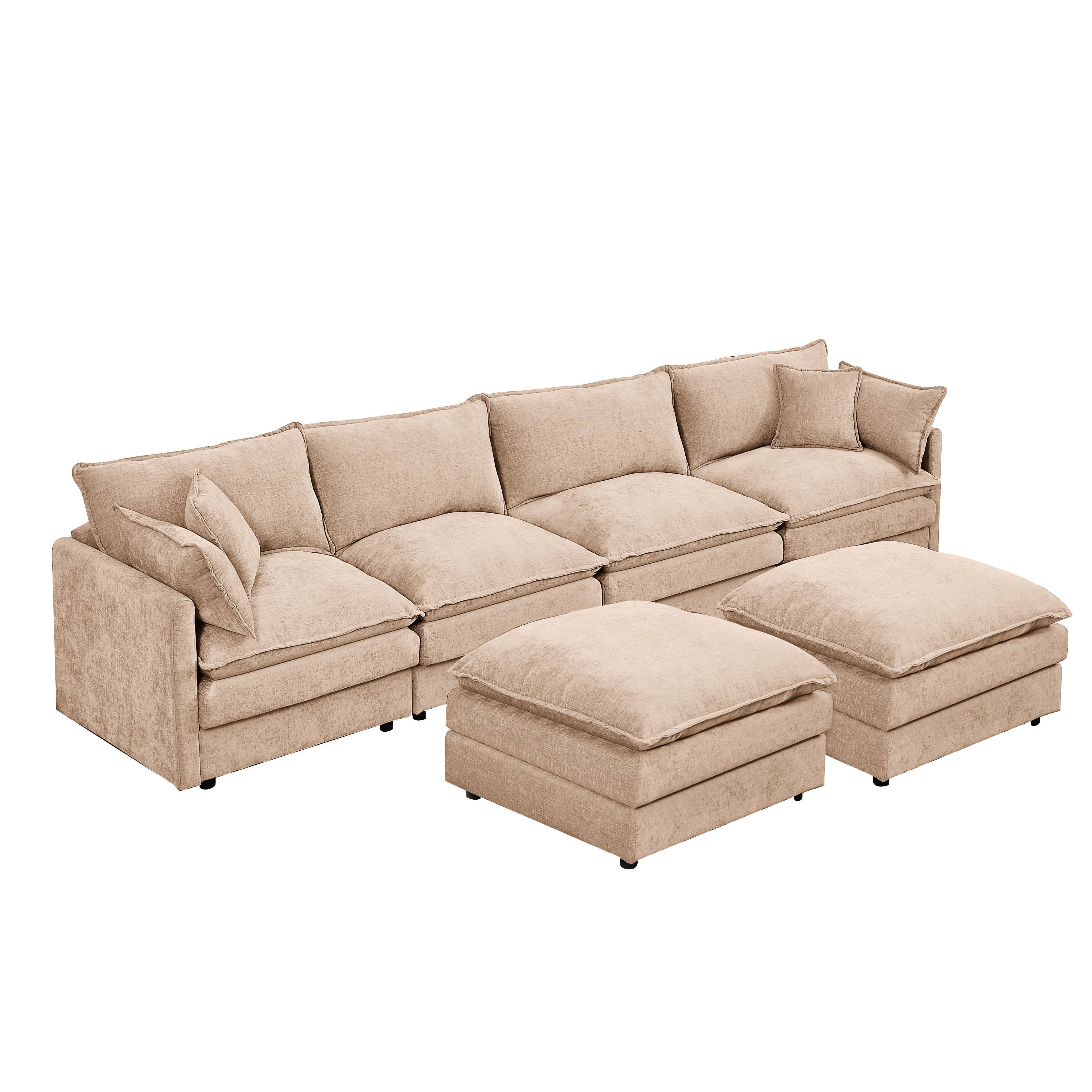 39F Inc. - Wholesale Sofa - Lunara 130" U-Shaped Sectional Sofa w 2 Ottomans,7 Colors0