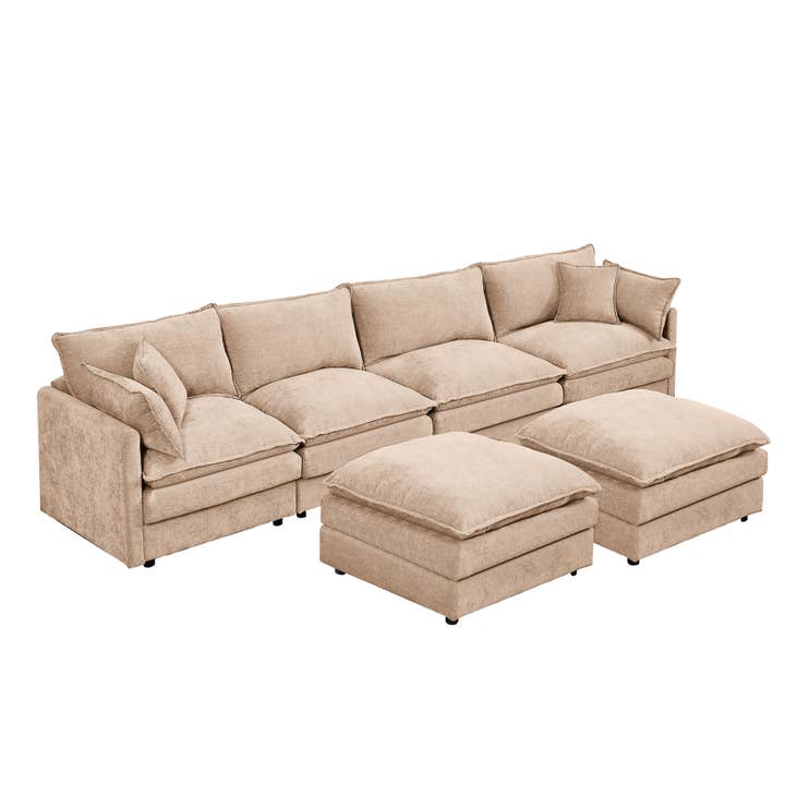 39F Inc. - Wholesale Sofa - Lunara 130" U-Shaped Sectional Sofa w 2 Ottomans,7 Colors