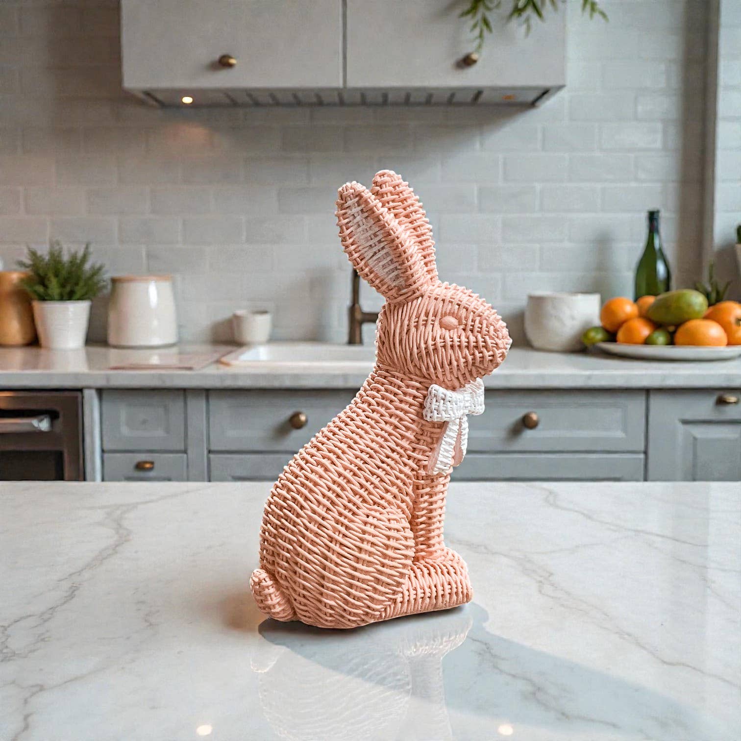 Gia Roma - Wholesale Sculpture - Easter Farmhouse Home Decor, Resin Bunny Figurine Rattan 52